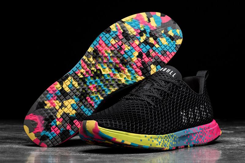 Men's Nobull Neon Glitch Mesh Running Shoes Black | SG G2115S